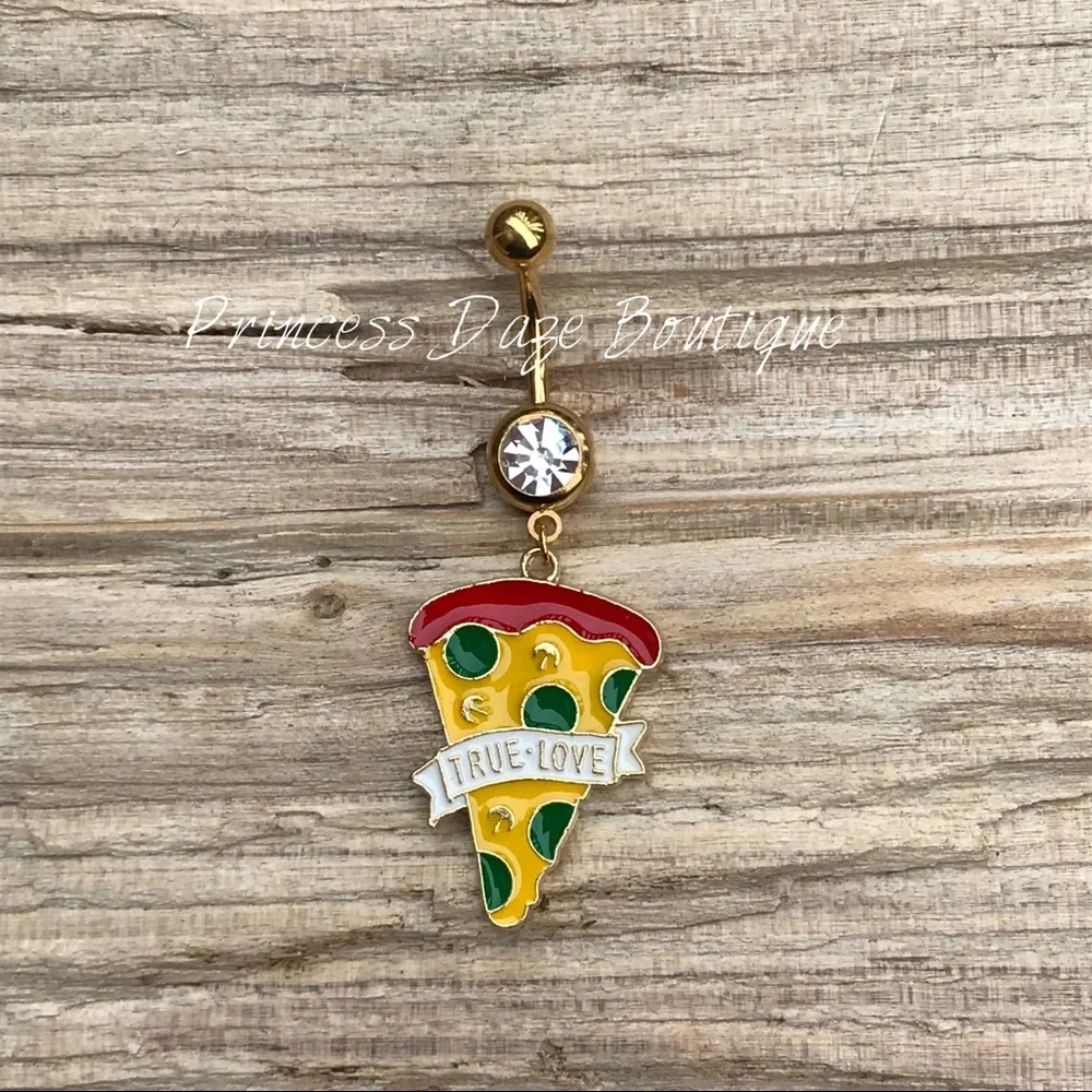 Gold Pizza‎ Belly Button Ring